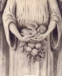 Sculpture of an Angel holding an infant